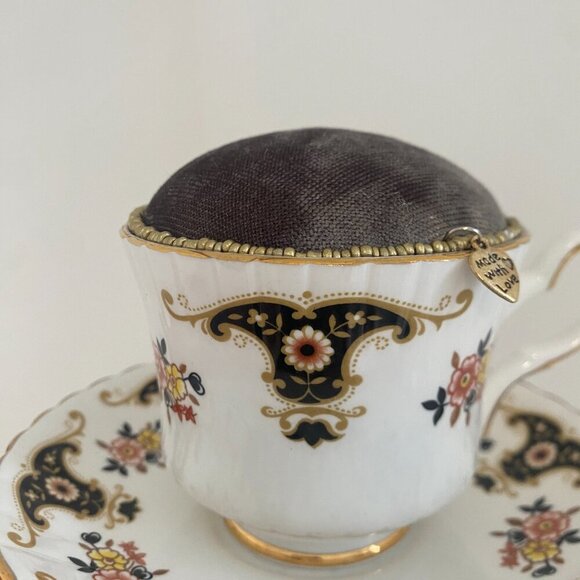 Vintage Teacup Handmade Pincushion For Sewing / Quilting - Picture 4 of 9